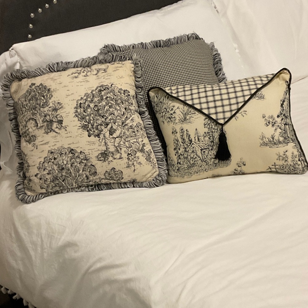 Elegant Cream and Black Decorative Pillows